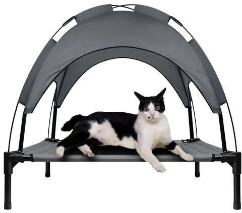 NAIZY 76x61cm Hundebett Erhöhtes Hundeliege Outdoor Kühlendes Haustierbett Wasserdichtes Katzenbett mit Baldachin & rutschfeste Fußpolster Katzenliege, für Indoor/Garten
