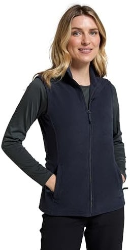 Mountain Warehouse Camber Womens Gilet - Lightweight Sleeveless Jacket, Microfleece Bodywarmer, Breathable Vest, Zipped Side Pockets - For Spring Summer, Camping, Hiking Navy Women's Size 16