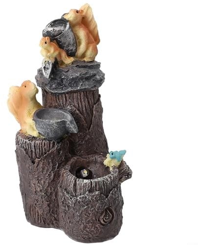Zoegneer Squirrel Garden Statue Duck Flowing Water Solar Ornaments Garden Decoration For Balconies Courtyards Lawns(Squirrel-Solar)