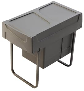 Gedotec Mülleimer M30 | Abfalleimer mit Deckel ausziehbar | 300 mm 1 x 15l | Abfallsammler aus Kunststoff | 1 Stück | Mülleimer Küche Unterschrank | Anthrazit | Einbaumülleimer Küche