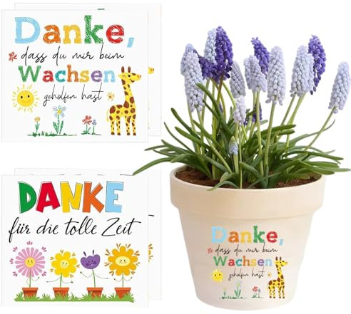 4 Stück Blumentopf Aufkleber, Aufkleber für den Blumentopf Dankeschön, Wasserfester Aufkleber für den Blumentopf, Aufkleber Danke, Danke, dass du mir beim Wachsen geholfen hast