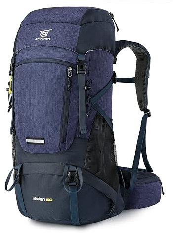 SKYSPER Wanderrucksack 50L Trekkingrucksack Herren und Damen,Reiserucksack mit Schuhfach Schlafsackfach,Tagesausflüge mit Hüftgurt für Camping Outdoor Daypack