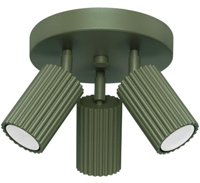 SOLLUX lighting Deckenlampe Deckenleuchte Deckenstrahler Aluminium 3 Flammig 19,5 x 19,5 x 18 cm Karbon Olivgrün