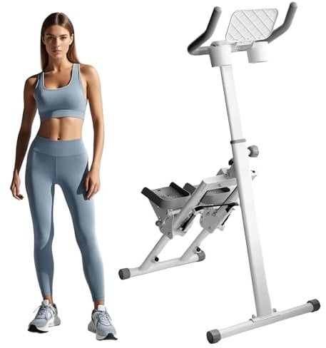TOGIEEII Escalador de Fitness Plegable Escalador Aeróbico Equipo de Fitness para el Hogar con Soporte y Vaso Equipo de Fitness para Todo el Cuerpo con 242LBS de Carga en el Manillar y Pedales