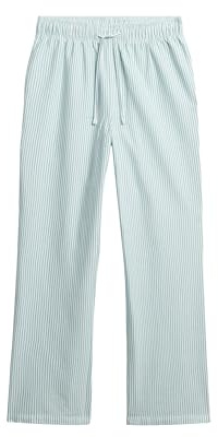 Superdry Damen Gestreifte Hose aus Bio-Baumwolle mit Elastikbund Pfefferminz Kreide Gestreift 44