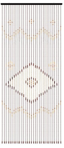 Hanging Wooden Beaded Door,Geometric Pattern Curtain Screen, 90cmx208cm Folding Bamboo Curtain, Chocolate Brown Wooden Bead Curtain with 2 Metal Fastening Rings for Verandas, Hallways