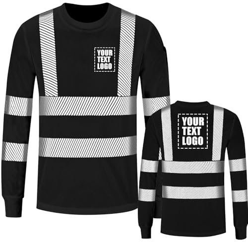 AYKRM XL Personalised Black High Visibility Long Sleeve Shirt for Men Women