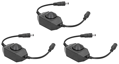 Generic LED Strip Dimmer Switch, Dimmer Switch, with Male and Female Power Connectors 3Pcs for 12V-24V LED Light Bars