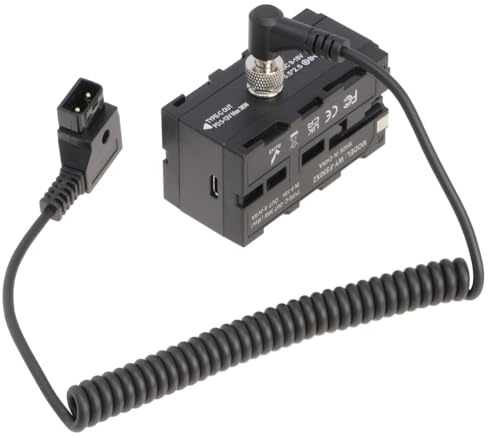 Flaroey D-TAP Connector to DC 5.5 X 2.5mm Expandable Cable with Dual-Sided NP-F Dummy Battery Adapter for Camera Monitor