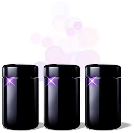 ANCEVIA edles Violettglas Vorratsglas 100 ml (kurzform) – 3er Set luftdichte Vorratsdose mit Deckel | Miron Aufbewahrungsgläser, Glasbehälter mit Deckel für z.B. Gewürze, Samen, Tee & Kräuter