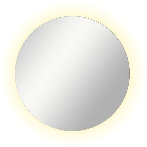 PISA Wandspiegel rund mit LED-Beleuchtung 80 x 80 x 5 cm (B/H/T) | Moderner Spiegel mit integriertem LED-Licht, FSC-zertifiziert, idealer Blickfang für Flur oder Wohnbereich