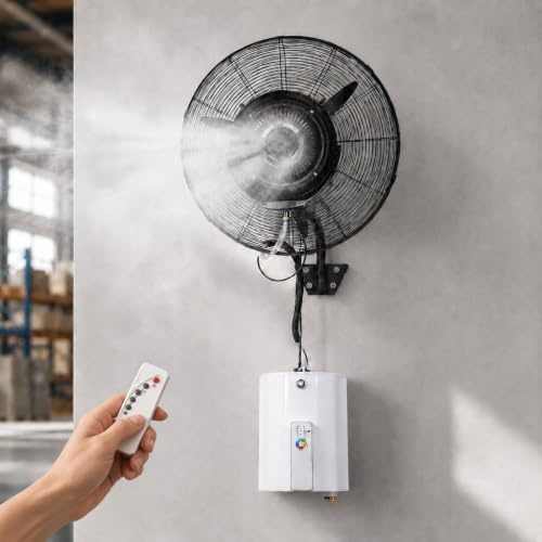 Ventilatore Nebulizzatore a Parete con Serbatoio D'acqua da 15 Litri, Ventilatore Professionale