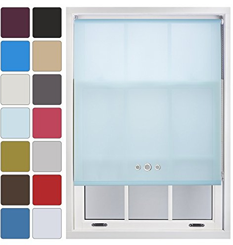 FURNISHED Custom Made to Measure Roller Blinds Cut to Size Daylight Blind for Windows & Doors with Triple Eyelets Duck Egg Blue 120W x 165L cm