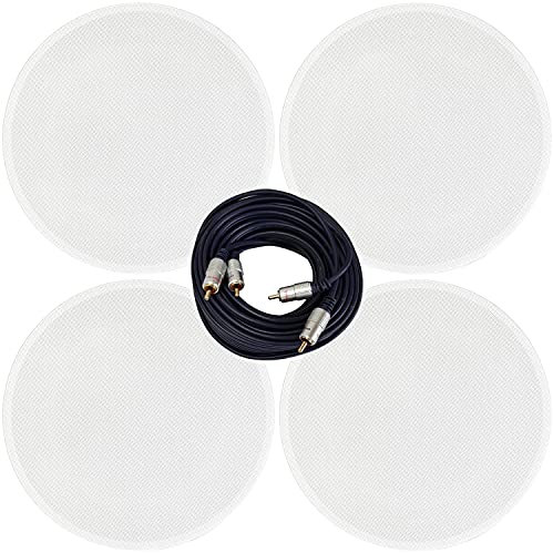 6.5” Active Bluetooth Ceiling Speaker System (4 Speakers) | SMART HOME - NO AMPLIFIER NEEDED | Wireless Audio Streaming HiFi Kit –– Low Profile Slim – For Kitchens, Living Rooms, Bedrooms - LOOPS