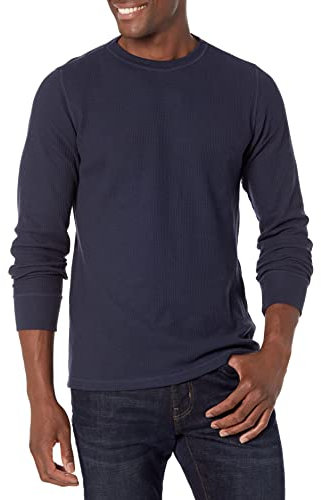 Amazon Essentials Men's Regular-Fit Long-Sleeve Waffle Shirt, Navy, XXL