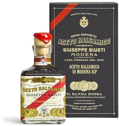 Giusti Premium Balsamic Vinegar of Modena IGP – 5 Gold Medals Italian Aceto Balsamico di Modena in a Luxurious Gift Box, Thick, Rich & Balanced Gourmet Condiment for Finishing – 8.45 fl oz (250 ml)