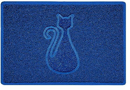 Nicoman CAT Embossed Shape Door Mat Dirt-Trapper Jet-Washable Doormat-(Use Indoor or Sheltered Outdoor)- (60x40cm/23.6x15.7inches, Small) Blue