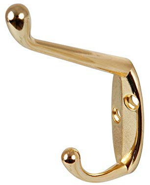 Dzina™ Hat and Coat Hooks Brass Plated Pack of 4