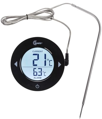 SUNARTIS - Digitales Küchen- & BBQ-Thermometer ME217 | Präzises Thermometer mit LC-Display und Sensor-Touch. Alarmfunktion und Magnetbefestigung. Messbereich von -50°C bis +300°C