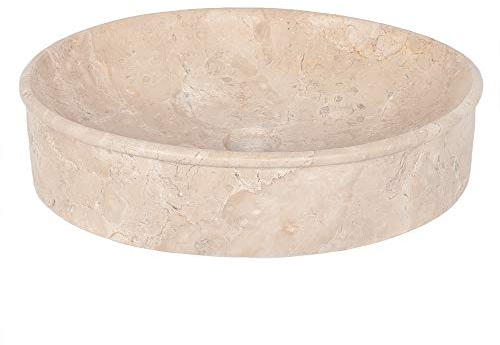 LEBENSwohnART Marmor Waschbecken MARMER-oval Beige Aufsatzwaschbecken Naturstein Waschtisch