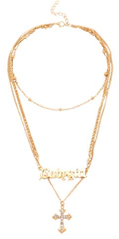 Holibanna Babygirl Halskette Gold Schmetterling Engel Mehrschichtige Kette Halsreif Liebhaber Eaglish Brief Honig Charme für Frauen Damen