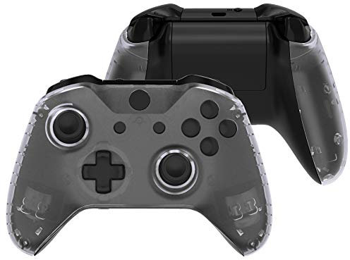eXtremeRate Transparent Clear Top Shell Front Housing Faceplate Replacement Parts with Side Rails Panel for Xbox One X & One S Controller (Model 1708)