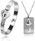 Uloveido Pulsera de titanio chapada en oro rosa con candado de corazón y colgante de llave para hombres y mujeres, 2 4 inch, Metal, Circonita cúbica