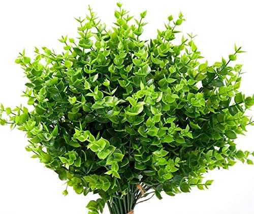 12 fiori artificiali, resistenti ai raggi UV, per esterni, piante finte e sorgenti verdi, in legno di bosso artificiale, per feste nuziali, bouquet di nozze, arbusti verdi, piante, giardino domestico