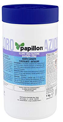 PAPILLON CLORO MULTIACTION PER PISCINE PASTIGLIE 20 GRAMMI CONFEZIONE 1 KG (clorazione, flocolazione, alghicida)