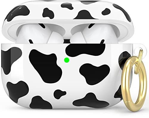 NIUTRENDZ Cute Cow Print Case for Airpods Pro Hard Shell TPU Protective Case Cover Compatible with Apple AirPods Pro Charging Case (Black)