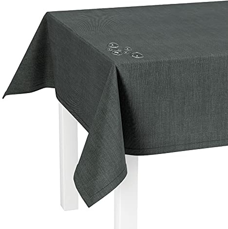 LILENO HOME Tischdecke abwaschbar [140x280cm] in Petrol - Gesäumte | Polypropylen Gewebe Tischdecke wasserdicht mit Fleckschutz