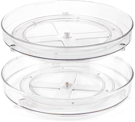 Spesh 2 Pcs Lazy Susan Turntable 360° Rotating Cupboard Organizers for Cabinet Fridge Turntable Organisers Rotating Spice Racks for Kitchen(27x4.3cm)