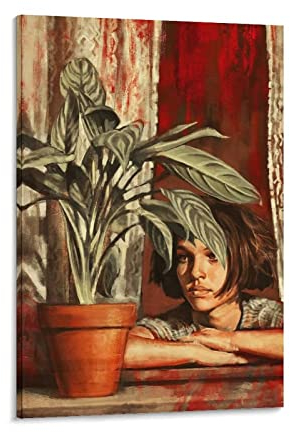 Comic-Poster, Matilda Looks At The Flower Plate Poster, dekoratives Gemälde, Leinwand, Wandkunst, Wohnzimmer, Schlafzimmer, Gemälde, 40 x 60 cm