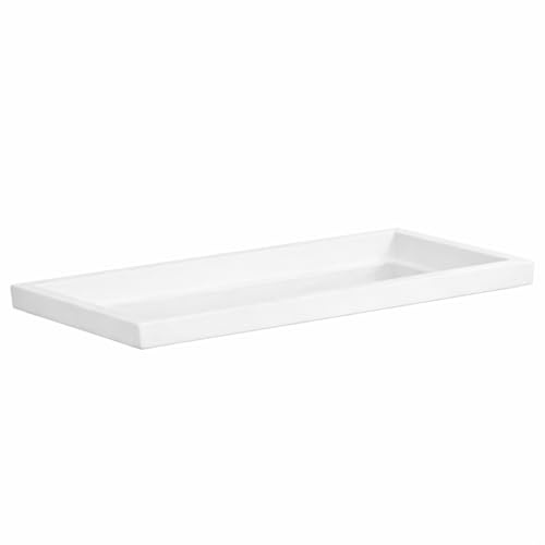 Decor Space Soucoupe pour jardinière rectangulaire en résine pour plantes et fleurs, fabriquée en Italie pour l'extérieur (blanc, 97 x 42 pour pot de 100 cm)
