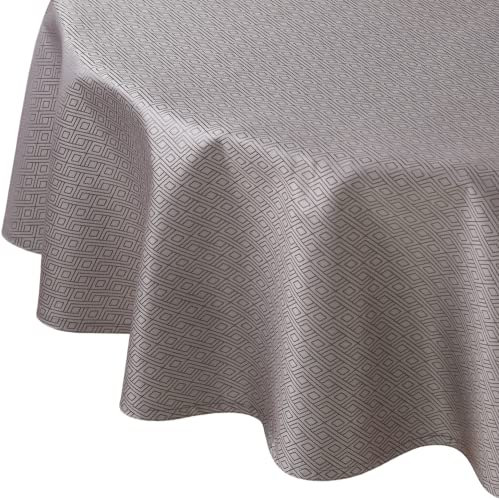 Curt Bauer Tischdecke Riga Damast grau Größe oval: 140x190 cm