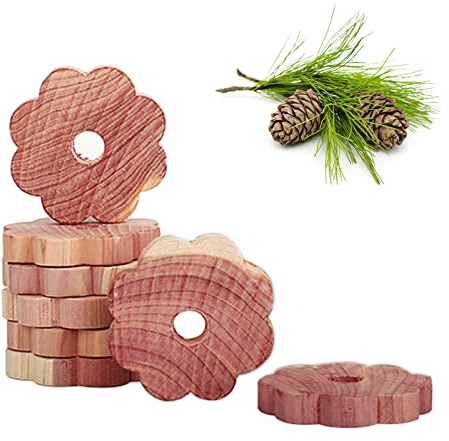 Mikiuly Zedernholz Ringe, Premium Zedernholz Ringe gegen Kleidermotten, ZedernholzRinge Mottenschutz, Natürlicher Mottenschutz aus Zedernholz, für Schublade & Anti Motten Kleiderschrank, 8 Stück