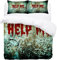 Help Me Blutige Gruselige Wand-Bettwäsche-Set für Einzelbett, weicher Mikrofaser-Bettbezug mit Kissenbezügen, Bettwäsche-Set