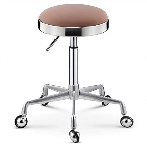 Friseurstuhl Salon Friseurrolle Stuhl Runder PU-Leder Rollstuhl Salon Hocker Stuhl, verstellbar weiß 45 cm bis 58 cm (Farbe: A)