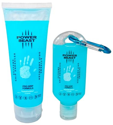 Power Beast Extreme Grip, Transparent und Sauber für Sportlerhände. Erhöhten Grip, Schweiß Stoppen. Clean Liquid Chalk, Golf, Pole Dance, Cross Training, Padel, Klettern, Tennis, Gaming, 100 + 59Ml.