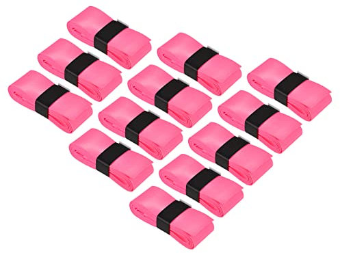 Racchetta da tennis con foro, PU Overgrip elastico antiscivolo assorbe il sudore per canna da pesca da badminton (colore: rosa)
