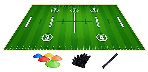 Fußball-Footstep-Trainingsmatte, Rutschfeste Decke Für Das Reguläre Trainingssystem Mit 5 Scheibenkegeln, Dicke: 6 Mm/ Geräuschreduzierung/Jiugongge-Schilderbereich, Für Das Ballkontrolltraining