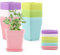 MUKCHAP Lot de 30 pots de fleurs carrés en plastique colorés de 7 cm avec plateaux pour plantes, semis, boutures