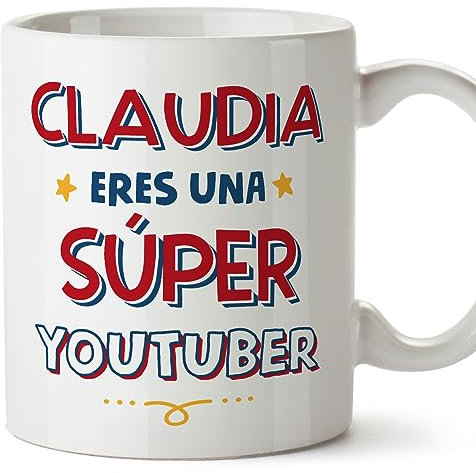 MUGFFINS Tazas Personalizadas para YOUTUBER mujer - En Español - Eres Súper - 11 oz / 330 ml - Regalo Personalizable original y divertido