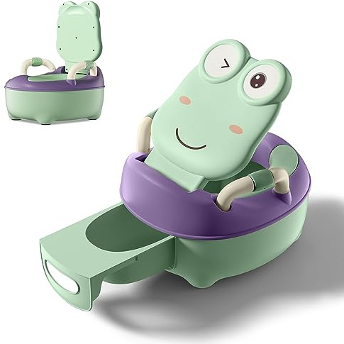 SUBTLETY Töpfchen für Kinder Kindertoilette Baby Toilette mit Haltgriff und Gepolstert Tragbarer Toilettentrainer Frosch Toilettensitz Ab 1-6 Jahr Jungen Mädchen Kindertöpfchen (Klassisch, Grün)