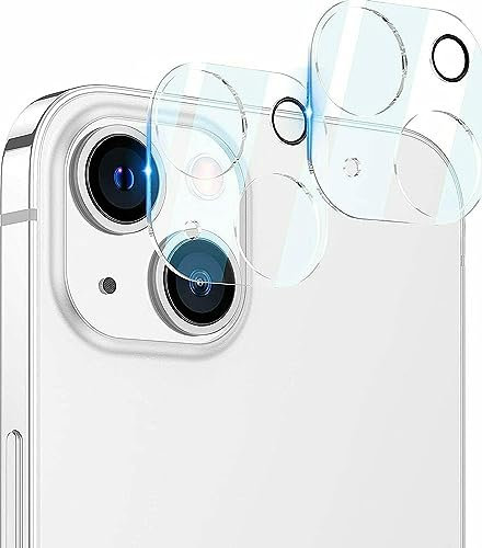 EKAM Lens Protector Compatible for iPhone 15 6.1-Inch and iPhone 15 Plus 6.7-Inch [2 Pack] 360°Protection Camera Lens Protector, Ultra HD Clear 9H Tempered Glass Protective Film, Scratch Resistant