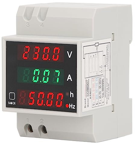 Multimetro Monofase, Multimetro per Monitoraggio 'utilizzo 'elettricità Contatore di Energia Digitale Amperometro su Guida DIN Monofase CA da 80 a 300 V, Multimetri