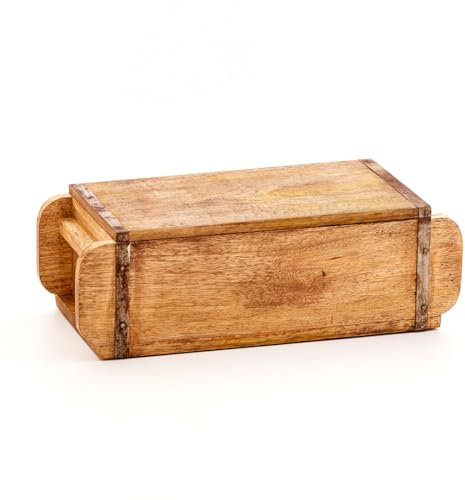 Die Stadtgärtner Vintage Ziegelform aus recyceltem Holz inkl. Deckel | 30 x 14 x 8 cm | Hochwertige Dekokiste mit Metallbeschlägen und Holzdeckel | Pflanzkiste