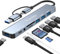 USB C Adapter 8 in 1, USB Hub Multiport Adapter with Type C Data Ports, USB-A 3.0, 3*U SB 2.0, SD/TF Card Reader, 3.5mm Headphone Jack, Type C Hub Docking Station for Smartphones/Laptops/Pad/Switch