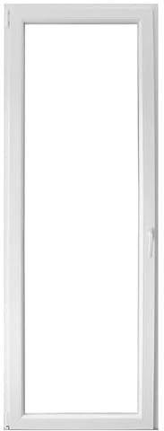 Finestra in PVC Bianco 90X210 cm Design Moderno e Semplice con Doppio Vetro Camera da 24mm Infissi in PVC 5 Camere e Vetri Antinfortunistici F90x210 (Maniglia a sinistra)