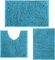 RUN HELIX Ultra Soft Chenille Bath Set - 3 Piece Non Slip Shaggy Absorbent Fluffy Bathroom Mats with U-Shaped Toilet Rug in Lake Blue